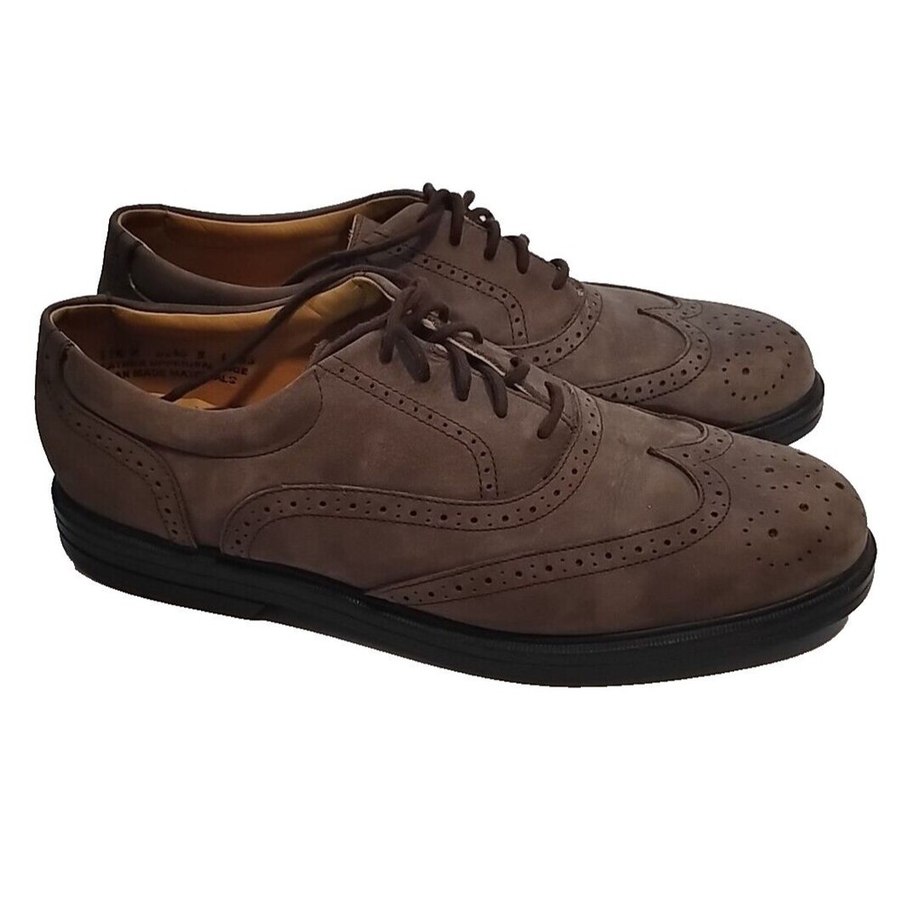 GH Bass Men's Leather Wingtip Oxford Dress Shoes Taupe Size 11.5M Style 6240